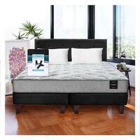 Cama Europea Latam Home Base Dividida 2 Plazas Cannon + 2 Almohadas + Sábanas + Respaldo Tela Negro