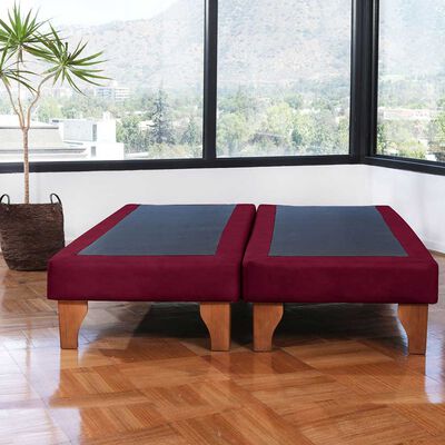 Base Europea Dividida Latam Home 2 Plazas Zen Tela Velvet Burdeo