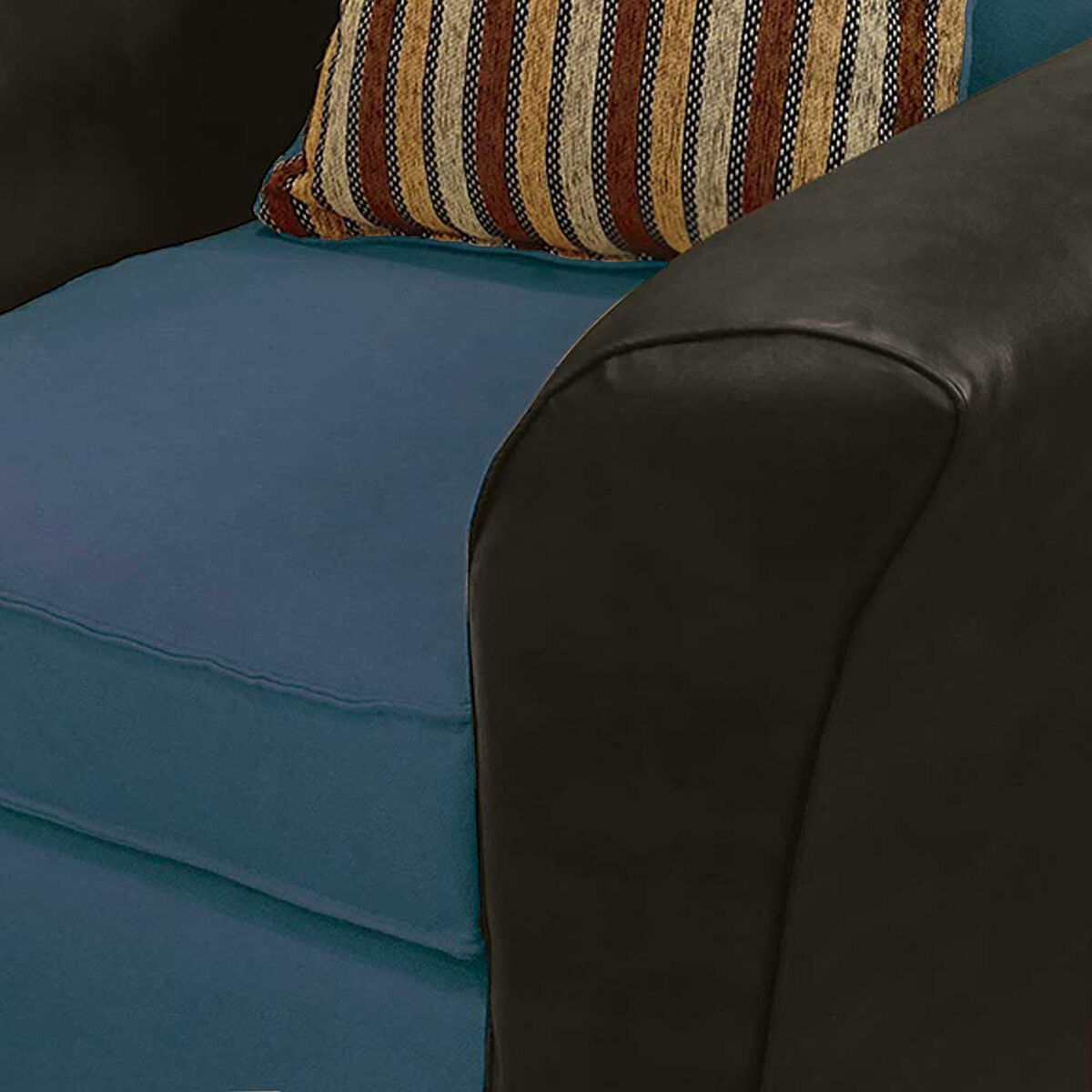Sofá Elegant Detail Minesota 2 Cuerpos Tela/PU Azul