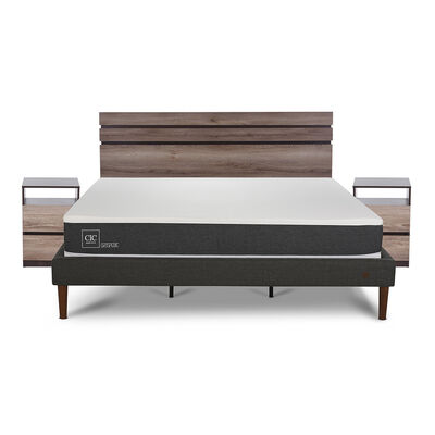 Cama Europea CIC King New Ortopedic + Respaldo Ares + 2 Veladores