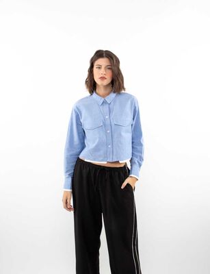 Imagen 1 del producto Blusa Algodón Crop Manga Larga Mujer Zibel Azul