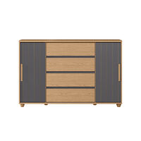 Cómoda Vekkahome Evidenza 4 Cajones 2 Puertas Café y Negro