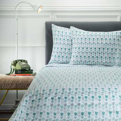 Juego de S&aacute;banas Estampadas Casa Linda 132 Hilos 1,5 Plazas Tulipan