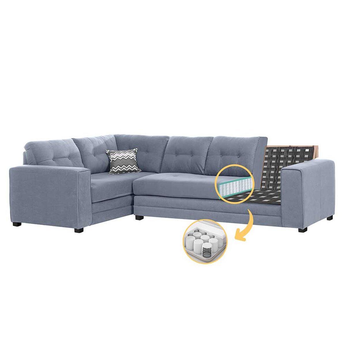 Sof&aacute; Seccional Izquierdo Living Factory Dubai 5 Cuerpos Gris