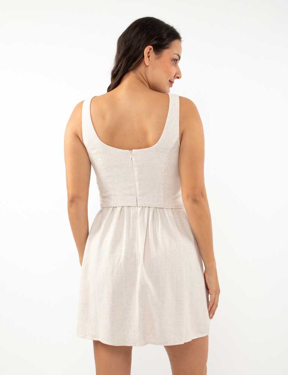 Vestido Lino Corto Sin Mangas Mujer Zibel
