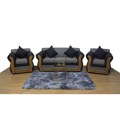 Imagen 1 del producto Juego de Living Almore Emilia Sofá 3 Cuepos + Dos Sillones 1 Cuerpo Negro Gris