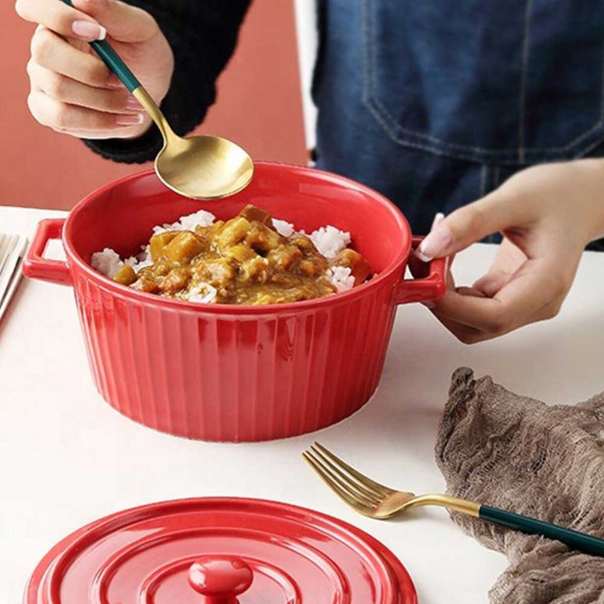 Fuente de Cerámica para Horno Cacerola Olla Simplit Roja
