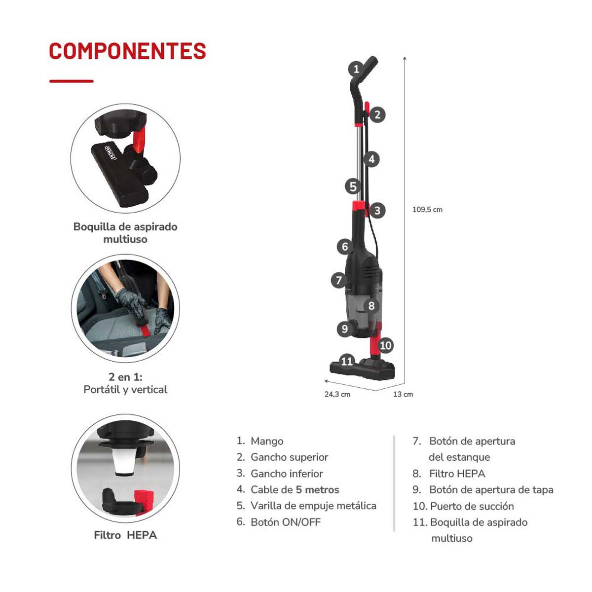 Aspiradora Vertical Thomas 2 en 1 TH-1020C