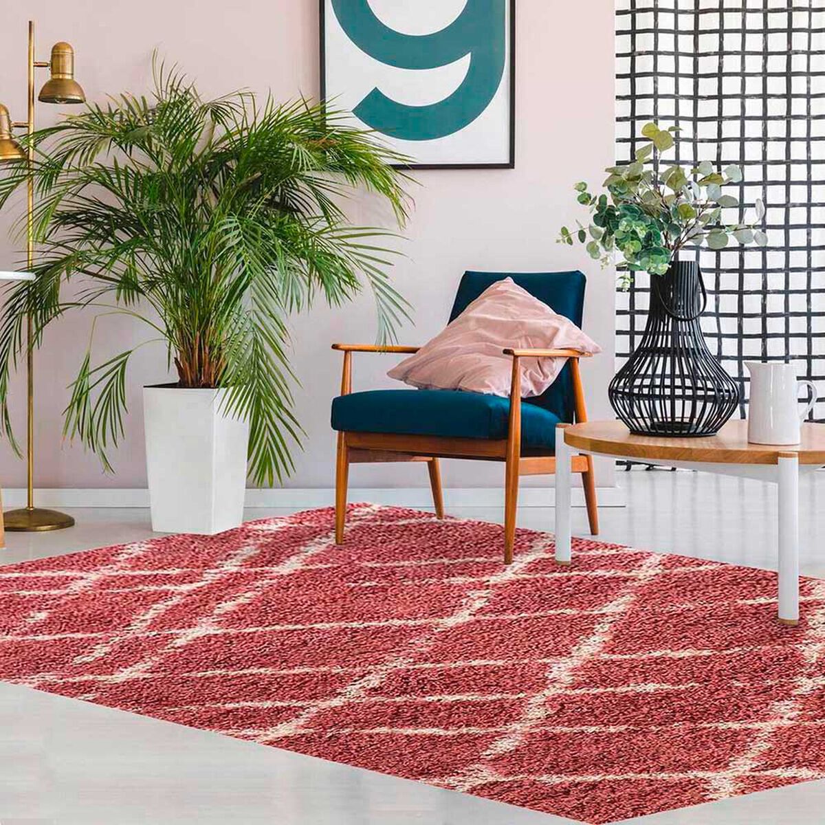Alfombra Dib Shaggy Design 150 x 220 cm Rosa