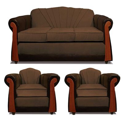 Juego de Living Elegant Detail Marsella Sofá 3 Cuerpos + Dos Sillones 1 Cuerpo Café