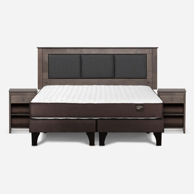 Combo Cama Europea Rosen King New Ergo T BD + Respaldo y Veladores Rachel
