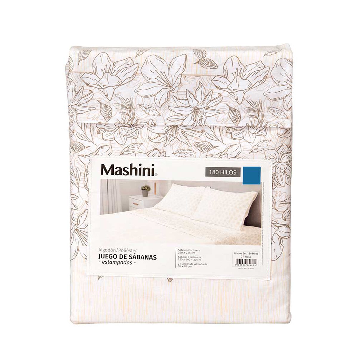 Juego de Sábanas Mashini 180 Hilos 1,5 Plazas Estampado Multicolor