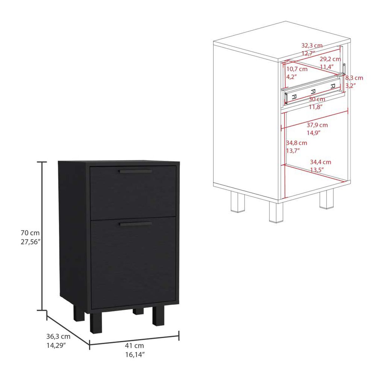 Velador TuHome Secret Z-81 con Cajón Oculto 1 Puerta Wengue