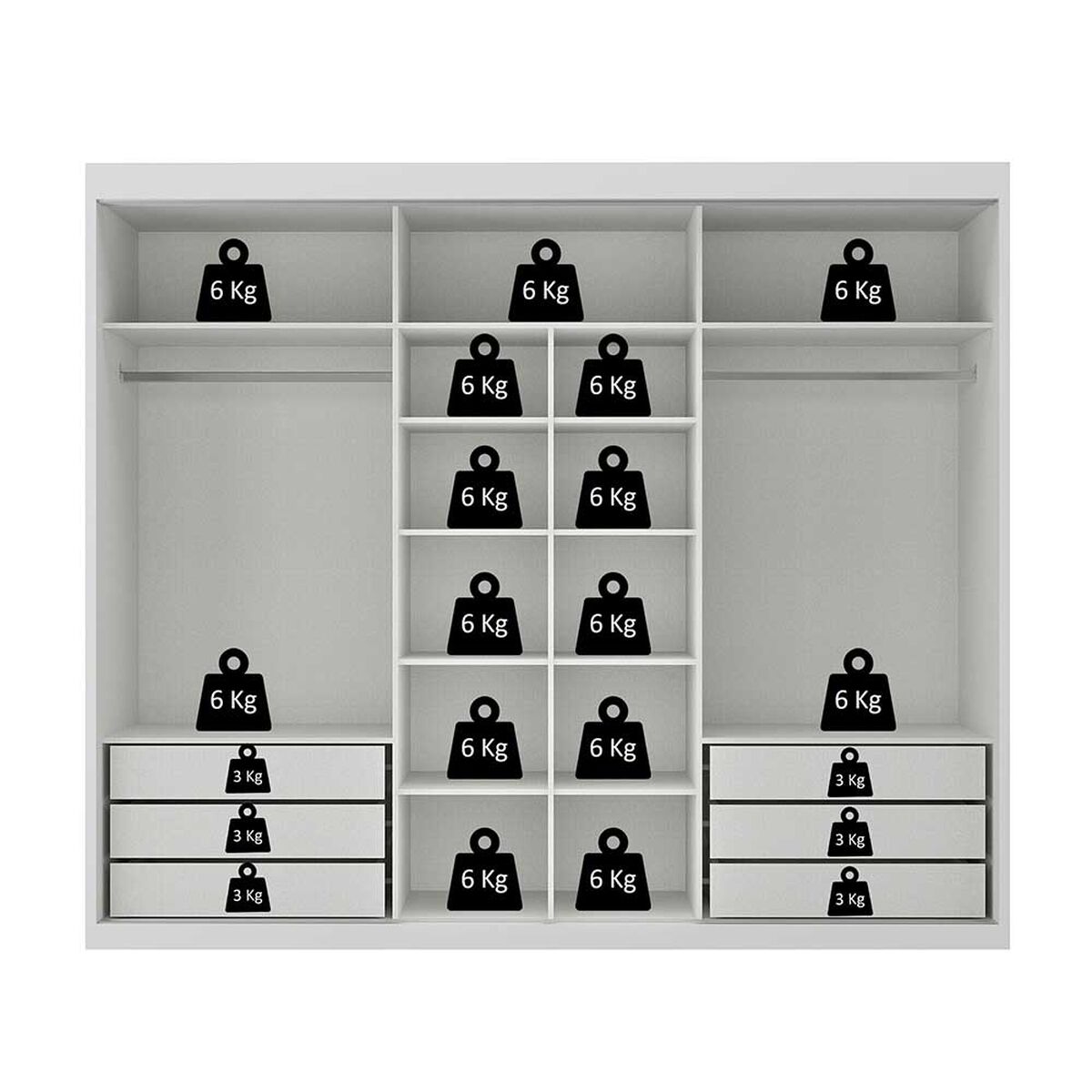 Closet Di Poretti Design Senna 3 Puertas 6 Cajones Negro