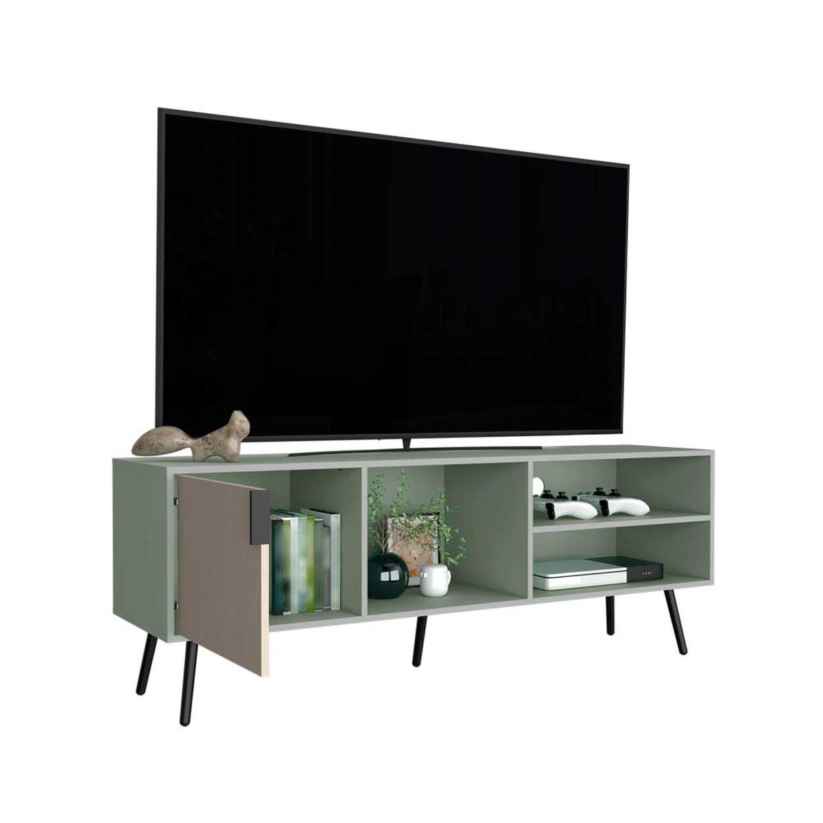 Rack TV TuHome Vulcan Hasta 65" Blanco Y Fresno