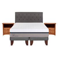 Cama Europea CIC Base Dividida 2 Plazas Balance + Respaldo + 2 Veladores Kavery