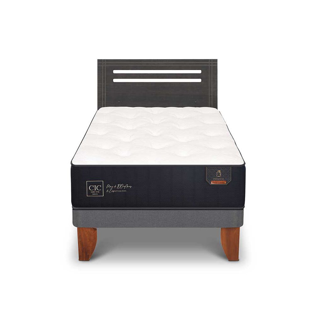 Cama Europea CIC 1,5 Plazas Premium + Respaldo Munich