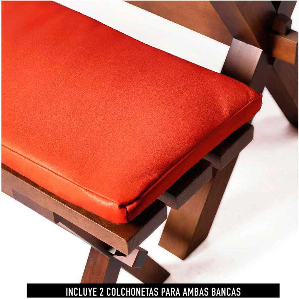 Juego de Comedor Latam Home Sevilla Burgos 2 Sillas + 2 Bancas PU Rojo