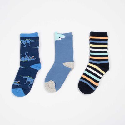 Imagen 2 del producto Pack 3 Calcetin Largo de Algodón Niño Chess Navy, Gris Melan