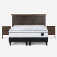 Cama Europea Rosen Base Dividida 2 Plazas Anna + Respaldo + 2 Veladores