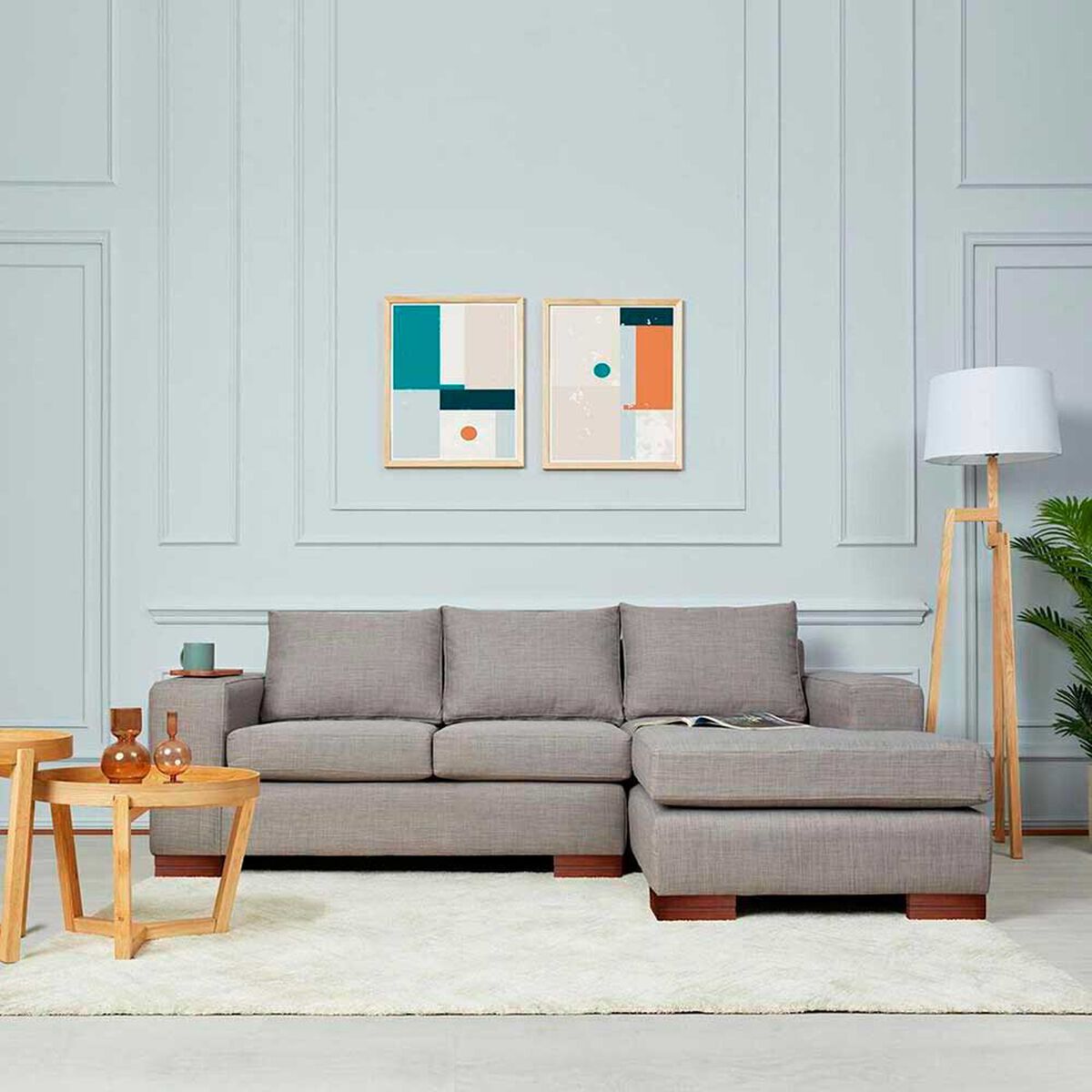 Sof&aacute; Seccional Derecho CIC Praga 5 Cuerpos Gris Claro