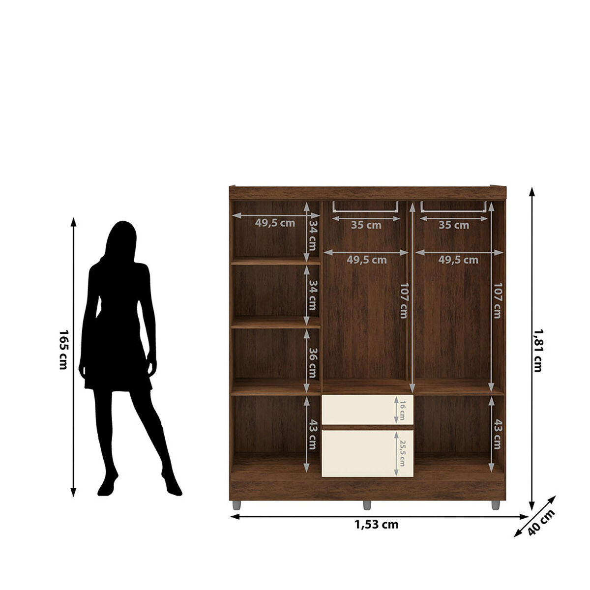 Clóset Vekkahome Americano 6 Puertas 2 Cajones Beige