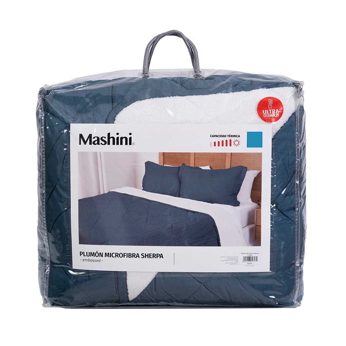 Plumón Mashini 2 Plazas Liso Azul