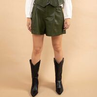 Short Corto Ecocuero Mujer Zibel Verde