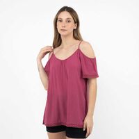 Blusa Manga Corta Mujer Alma Fucsia, Negro, Verde