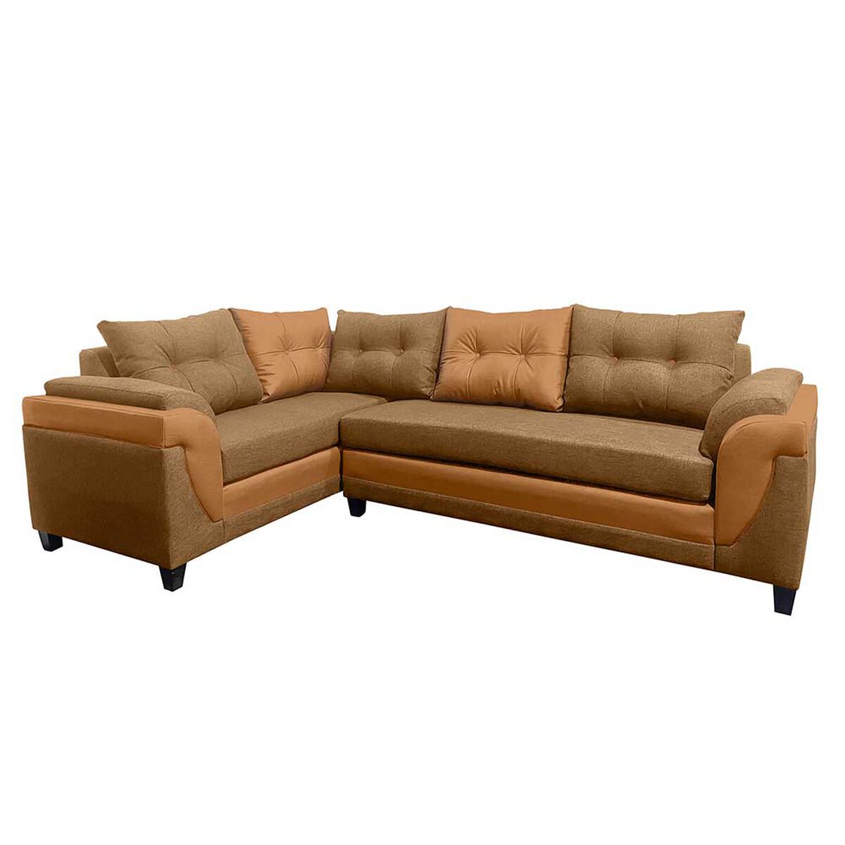 Sofá Seccional Izquierdo Living Factory Jazmin Chaise Longue + Sofá 4 Cuerpos Gold Caramelo
