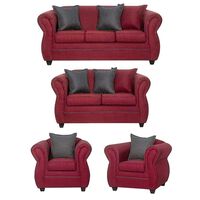 Juego de Living Black Factory Emili 7 Cuerpos Burdeo