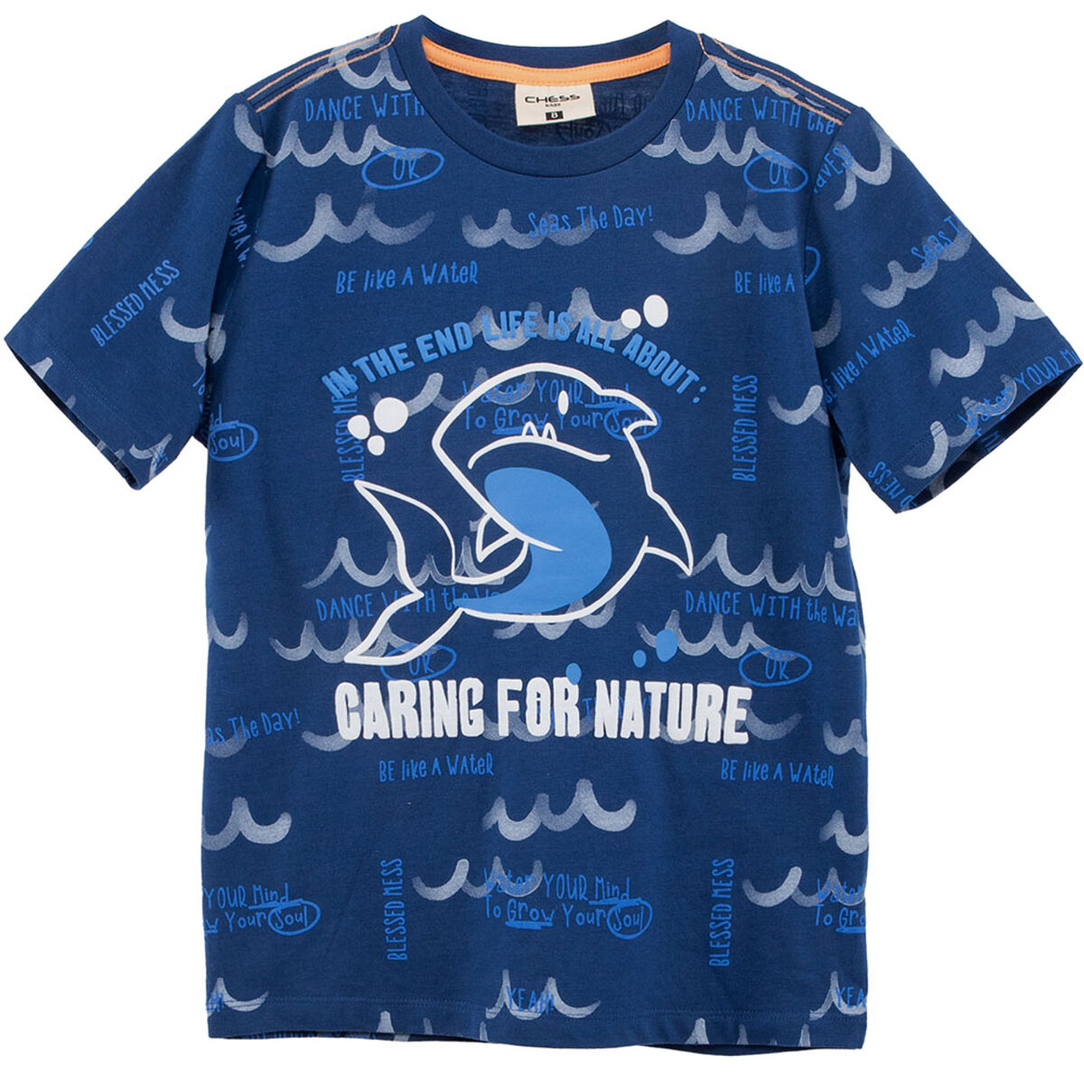 Polera Manga Corta de Algodón Niño Chess