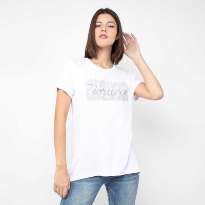 Polera Con Estampado Manga Corta Mujer Fiorucci