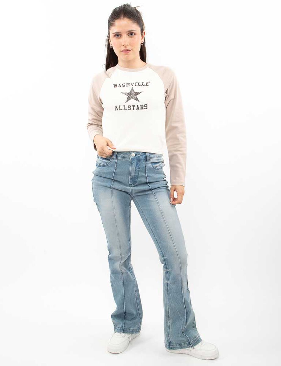 Polera Raglán Con Estampado Mujer Icono