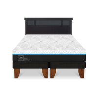 Cama Europea CIC Green Infinity King + 1 Respaldo Dublin Negro
