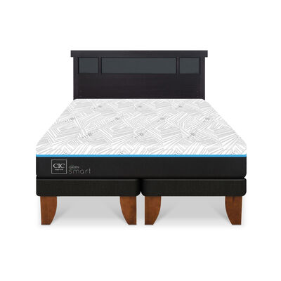 Imagen 1 del producto Cama Europea CIC Green Infinity King + 1 Respaldo Dublin Negro