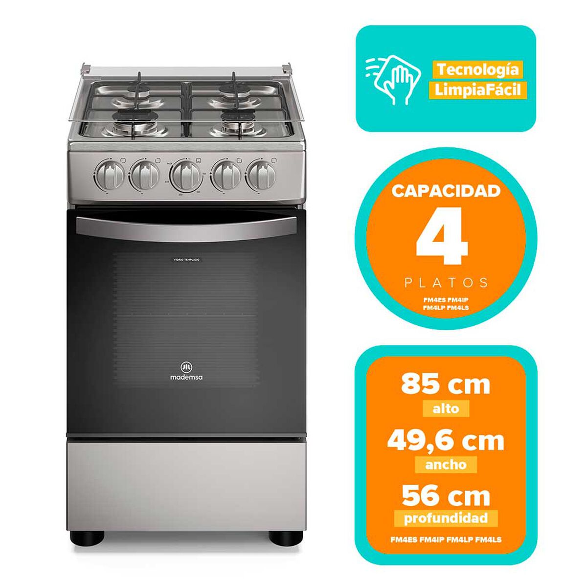 Cocina a Gas Mademsa FM4LS 4 Quemadores