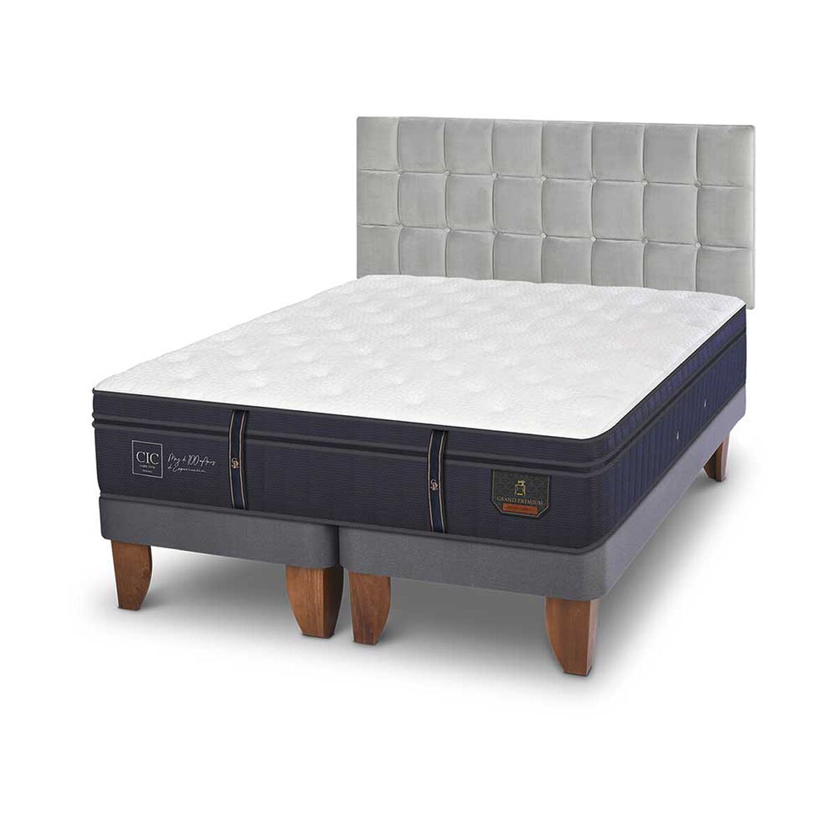 Cama Europea CIC Base Dividida King Grand Premium + Respaldo Sile