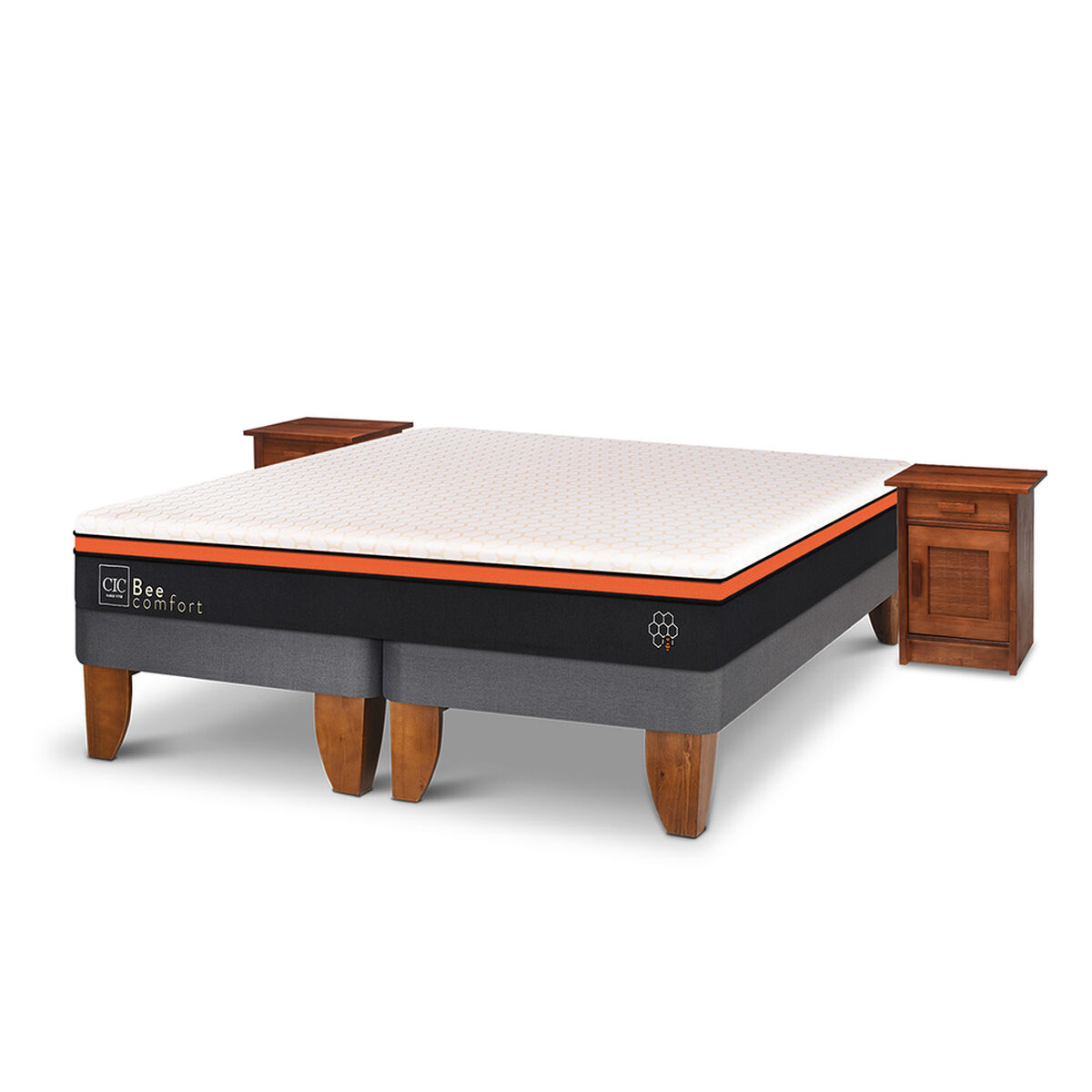 Cama Europea CIC Base Dividida King Bee Comfort + 2 Veladores