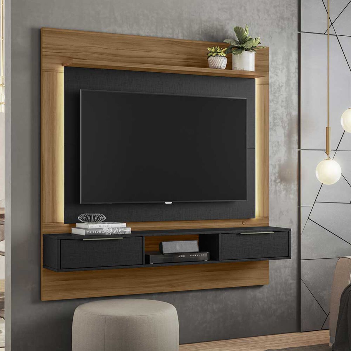 Panel TV Home Mobili Cliff Hasta 55" Negro