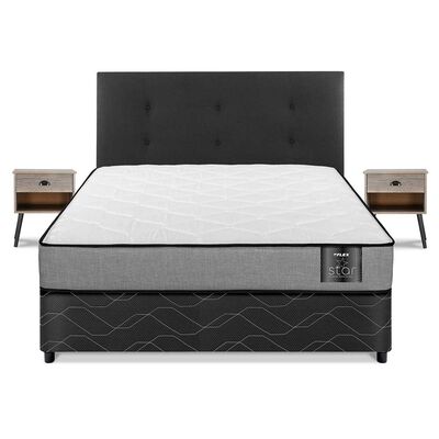 Imagen 2 del producto Cama Americana Flex 2 Plazas Star + Respaldo Royal Negro + 2 Veladores Rock