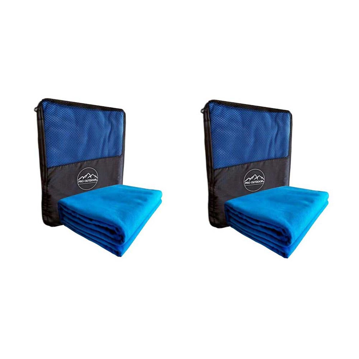 Toalla Extra Grande Microfibra Suede Azul 2 Unidades Pro Outdoor