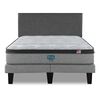 Cama Europea Simmons 2 Plazas Dreamer Plazasus Box + Respaldo Praga Gris