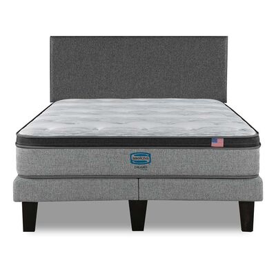 Imagen 1 del producto Cama Europea Simmons 2 Plazas Dreamer Plazasus Box + Respaldo Praga Gris