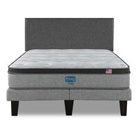 Cama Europea Simmons 2 Plazas Dreamer Plazasus Box + Respaldo Praga Gris