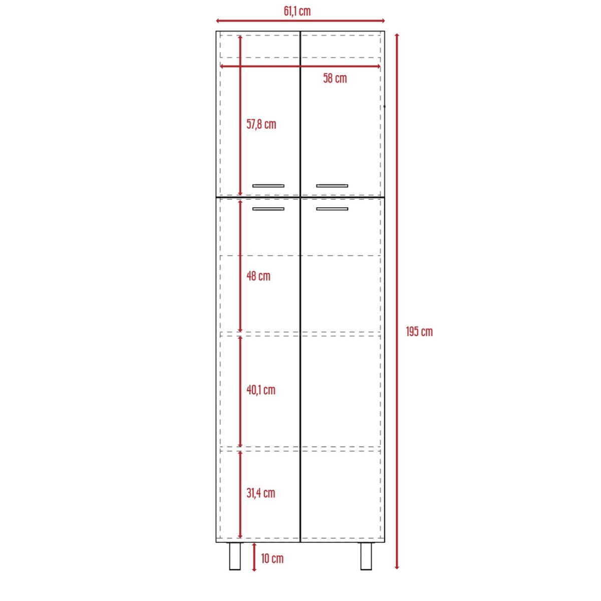 Alacena TuHome Rossi Blanco/Olivo 4 Puertas