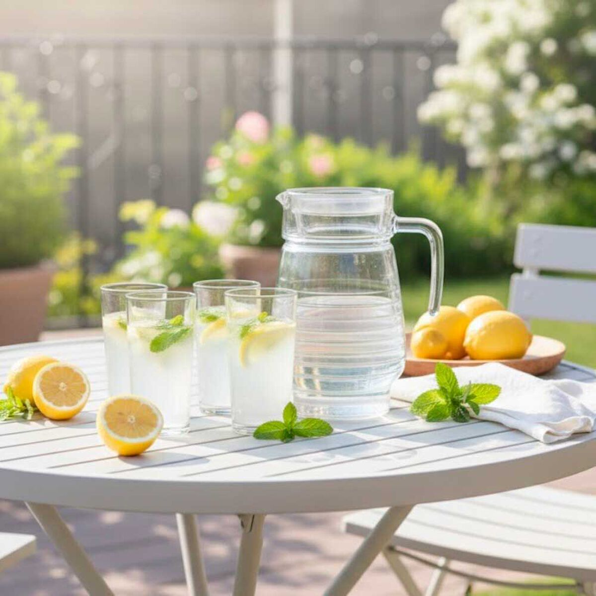 Jarra de Vidrio Fantuzzi 1,5 L + 4 vasos Tutto Per Tavola