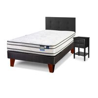 Cama Europea Flex 1,5 Plazas Innova + 1 Respaldo + 1 Velador
