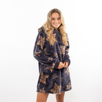 Bata Full Print Mujer Icono Grafito, Negro, Rosado