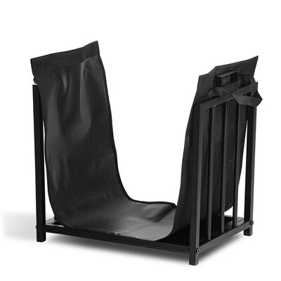 Leñero Negro con Porta Leña Ref: H168B